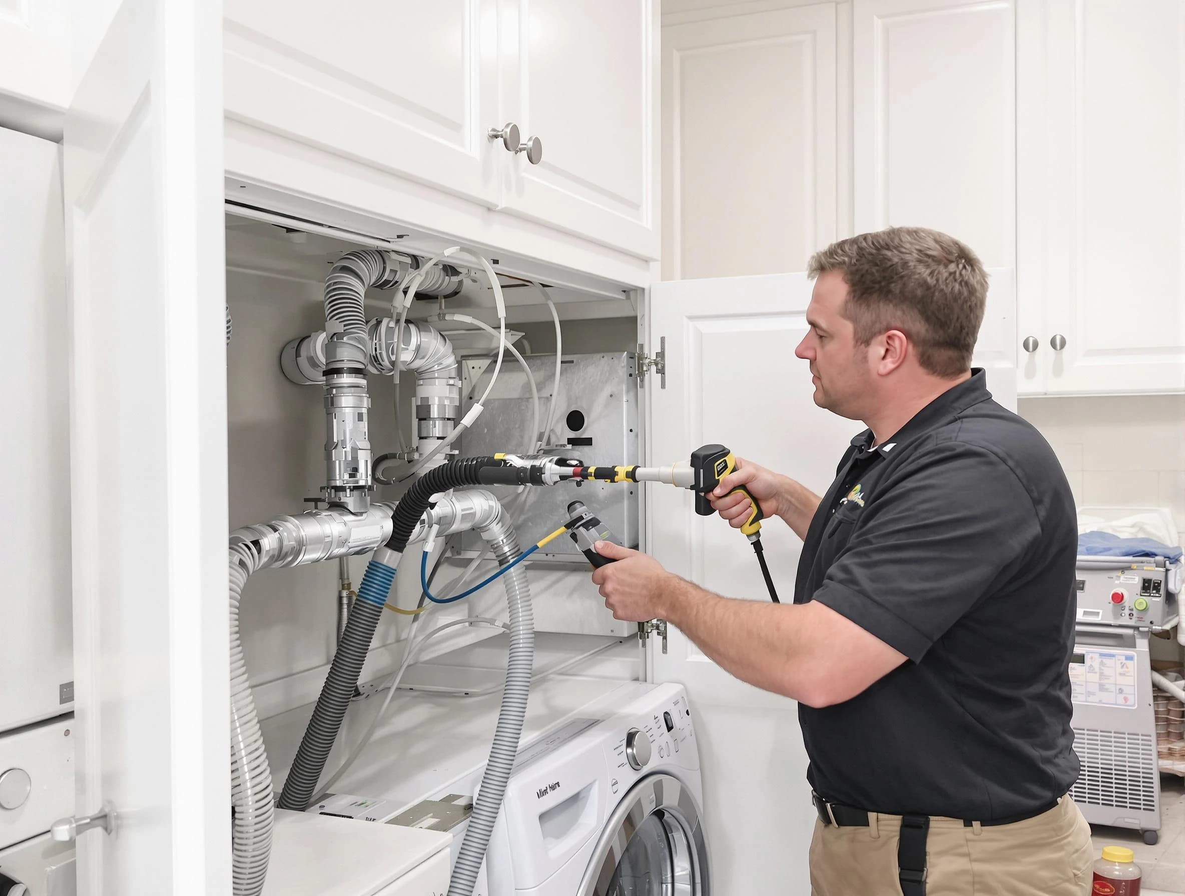 Albuquerque Dryer Vent Cleaning professional removing severe blockage from a clogged dryer vent in Albuquerque