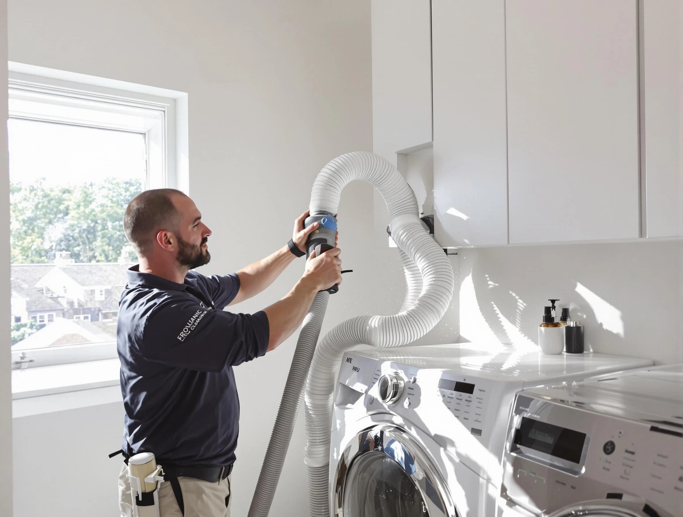 Certified Albuquerque Dryer Vent Cleaning technician performing dryer vent cleaning in Albuquerque