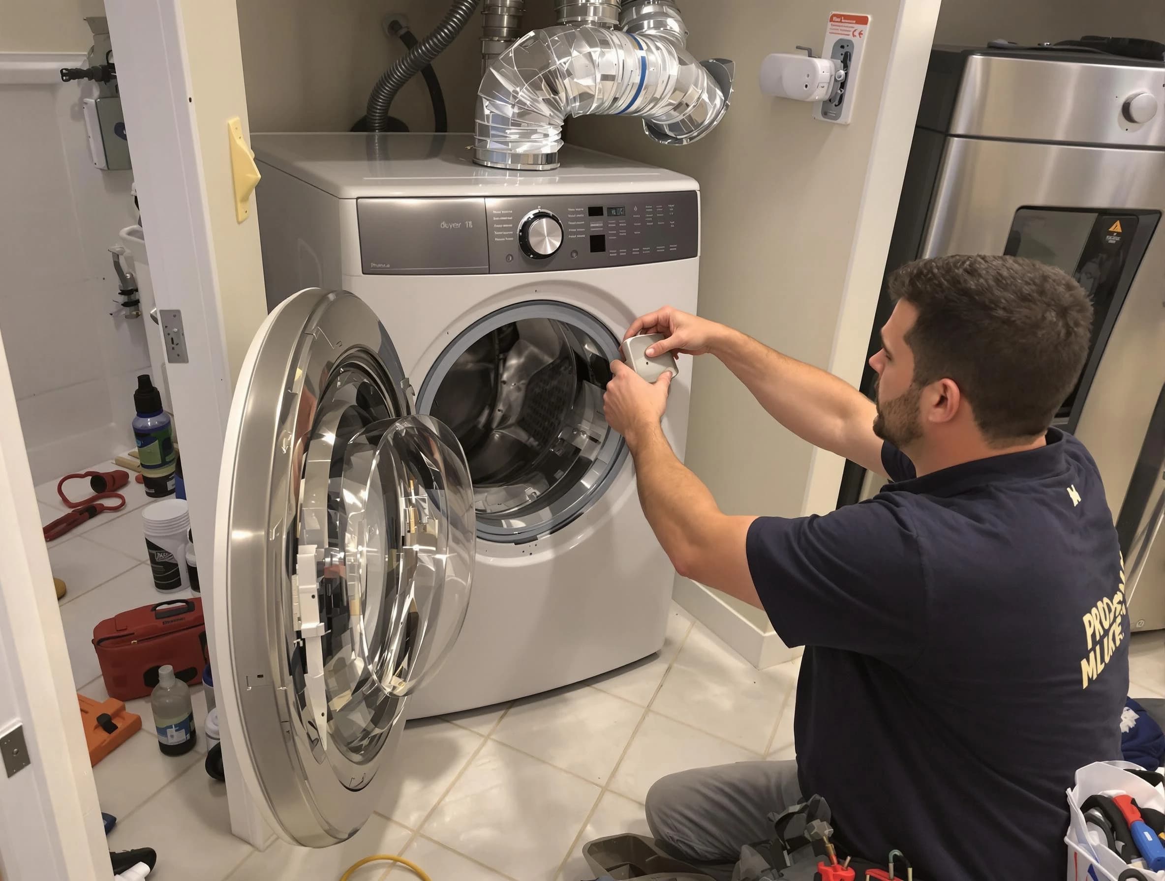 Albuquerque Dryer Vent Cleaning technician performing precise dryer vent hose installation in Albuquerque