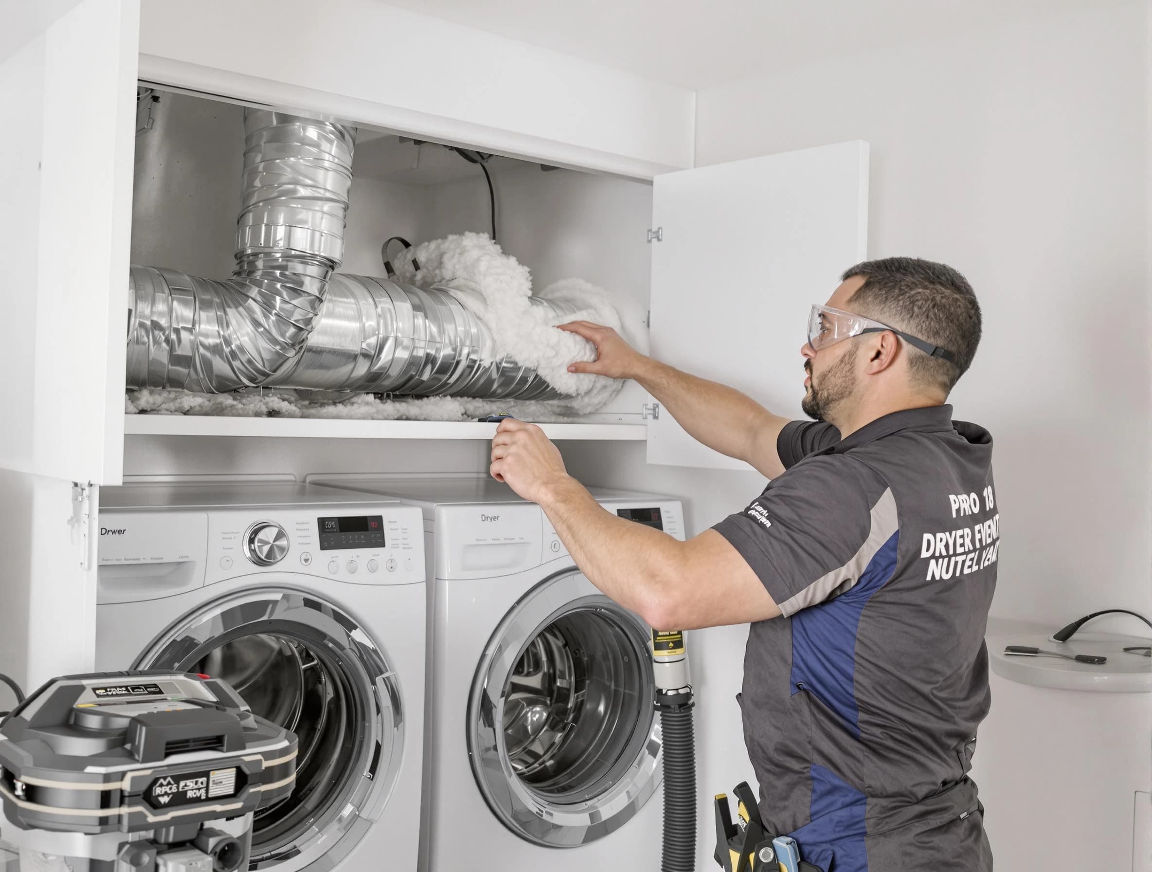 Albuquerque Dryer Vent Cleaning certified technician performing specialized gas dryer vent cleaning in Albuquerque