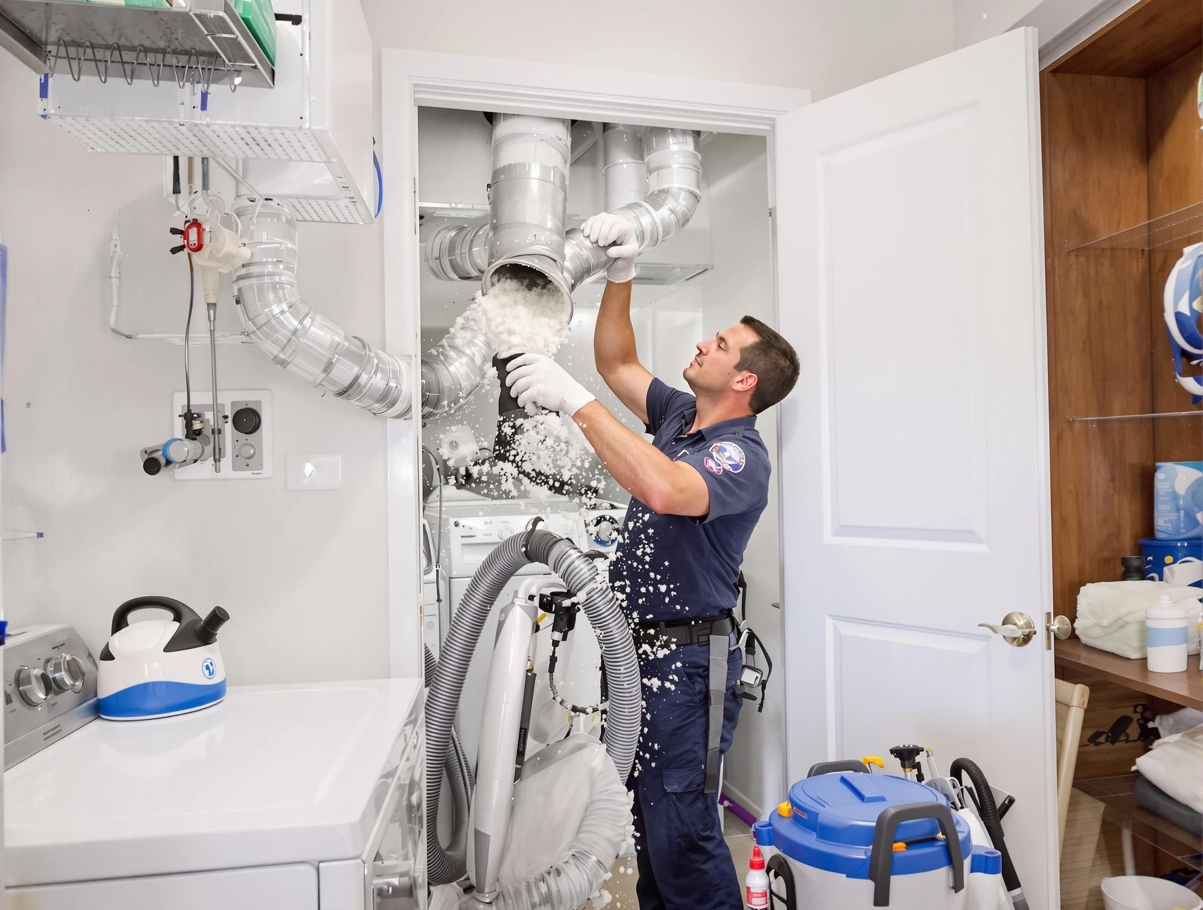 Albuquerque Dryer Vent Cleaning technician delivering thorough residential dryer vent cleaning service in Albuquerque